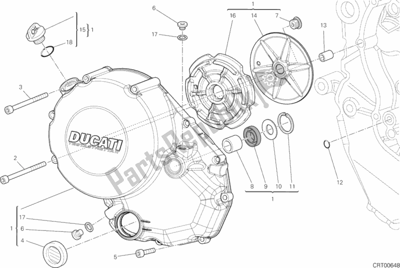 All parts for the Clutch Cover of the Ducati Monster 1200 S Stripes USA 2015
